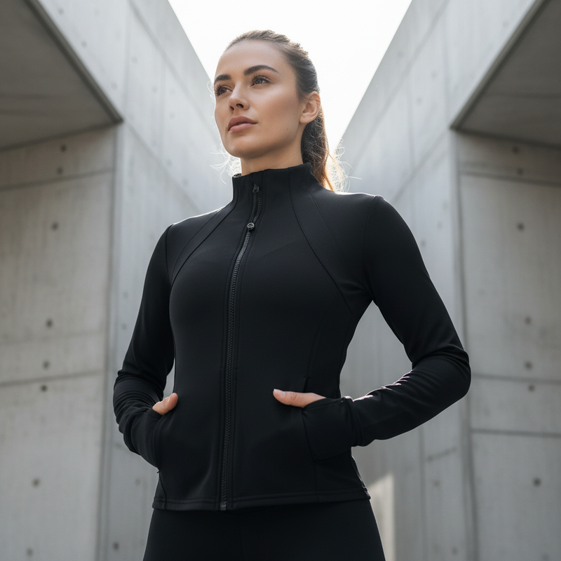 Lumyrox-Chaqueta Deportiva Ajustada – Tela Elástica y Diseño Moldeador